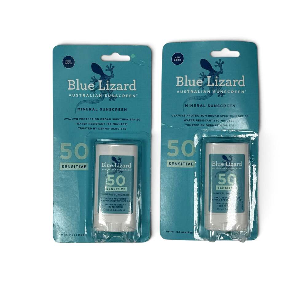 Blue Lizard Sensitive Mineral Sunscreen Stick SPF 50, 0.5 oz (2-Pack)
